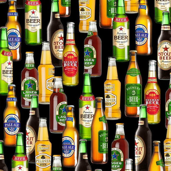 Beer Bottles Fabric by Timeless Treasures, Beer Tasting Fabric, Man Cave Fabric