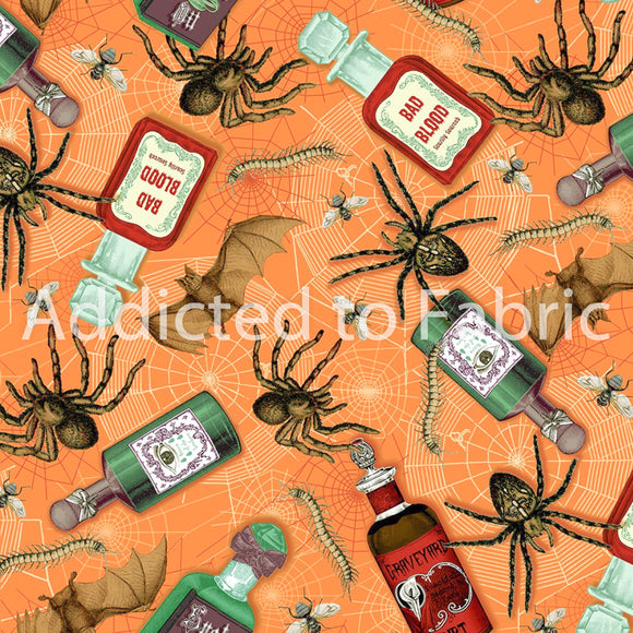 Wicked Eve Halloween Fabric by Timeless Treasures, Spiders