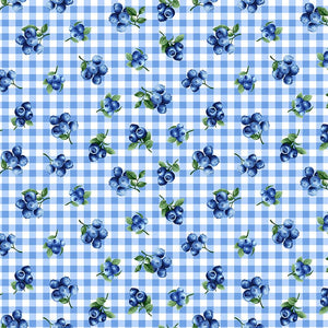 Blueberry Delight Fabric by Timeless Treasures, Blueberries Gingham