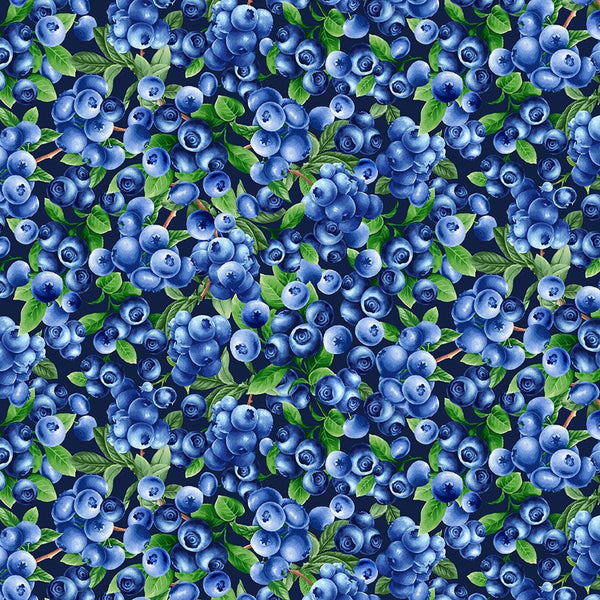 to Treasures, Addicted Delight Fabric Bush Timeless Blueberries Navy Fabric – Blueberry by