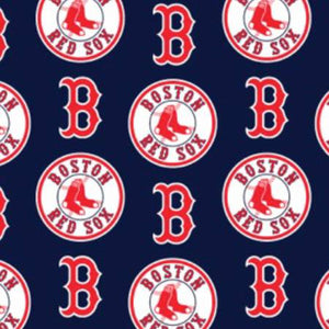 Boston Red Sox Fabric by the Yard or Half Yard, MLB, Cotton Fabric, Blue