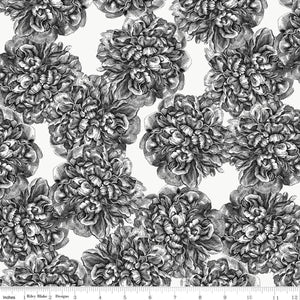 Castkata Classic Fabric by Riley Blake Designs, Black and White Flowers, Floral