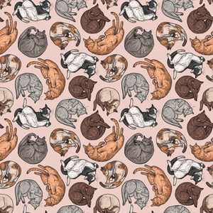 7" x 44" Cat Tales Fabric, Cat Nap by Free Spirit, Sleeping Cats EOB