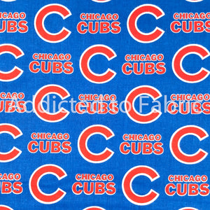 Chicago Cubs Fabric by the Yard, Half Yard, Licensed MLB Cotton, Red Print