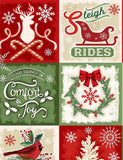 Comfort and Joy Quilt Fabric, Timeless Treasures, Christmas Squares