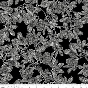 Castkata Classic Fabric by Riley Blake Designs, Branches Fabric, Black and White, Leaves