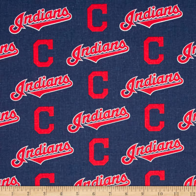 Cleveland Indians Fabric by the Yard or Half Yard, Licensed MLB, Cotton Fabric