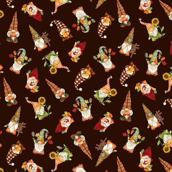Hello Fall Cute Harvest Gnomes Fabric by Timeless Treasures