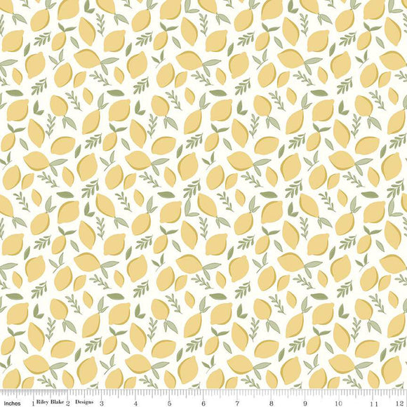 Daybreak Lemons on Cream Fabric by Riley Blake Designs, Cute Little Lemons on Cream