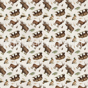 7" x 44" FLANNEL - Lakeside Lodge Fabric by Northcott, Animal Toss