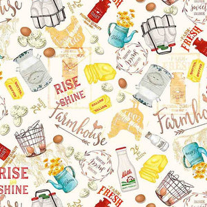 Farmhouse Text Words Fabric by Timeless Treasures, Farm Fresh Collection, Baking
