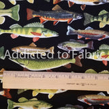 4" x 44" Fishing Fabric, Lakeside Cabin Collection by Timeless Treasures, Trout, Salmon, EOB