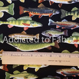 Fishing Fabric, Lakeside Cabin Collection by Timeless Treasures, Trout, Salmon, Quilting Fabric