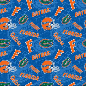 7" x 44" Florida Gators Fabric, Licensed NCAA Cotton Fabric, Tone on Tone