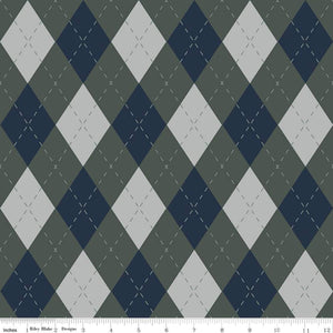 Golf Days Argyle Navy Fabric by Riley Blake, Argyle Plaid, Golf Fabric, Blue