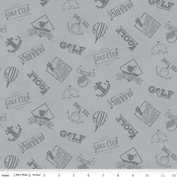 Golf Days Club Gray Fabric by Riley Blake, Golf Fabric