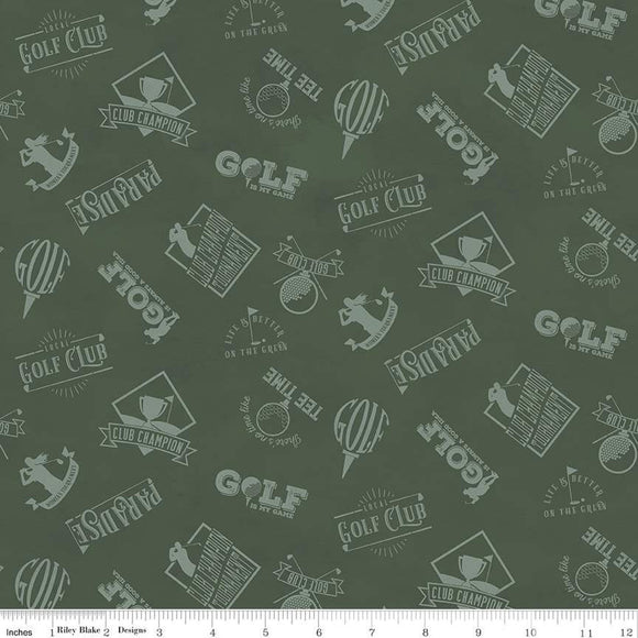 Golf Days Club Hunter Fabric by Riley Blake, Golf Fabric, Green