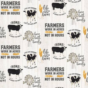 8" x 44" Homestead Life Cows Main Cream Fabric by Riley Blake