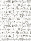 6" x 44" Hope, Faith, Love, Amen, Words, Fabric by Timeless Treasures, EOB