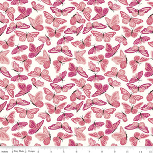 Hope in Bloom Butterfly Fabric, Wings of Hope, White by Riley Blake Designs