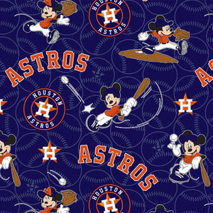 Houston Astros Disney Mickey Mouse Fabric by the Yard or Half Yard, MLB, Cotton