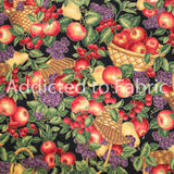 Fruit and Baskets Fabric, Cranston Print Works, Apples, Grapes