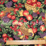 Fruit and Baskets Fabric, Cranston Print Works, Apples, Grapes