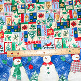 Double Border Christmas Fabric by the Yard, by the Half Yard, Table Cloth