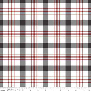 Into the Woods Tartan Plaid Fabric on White, Riley Blake Designs, Outdoors, Cabin Theme