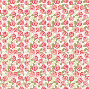 Kaisley Rose Rosalie White Cotton Fabric by Poppie Cotton, Flowers, Floral