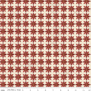 Kringle Poinsettias Cream Fabric by Riley Blake Designs, Christmas Fabric