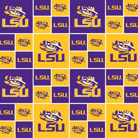 LSU Tigers Fabric by the Yard and Half Yard, Louisiana State University Licensed NCAA Fabric,