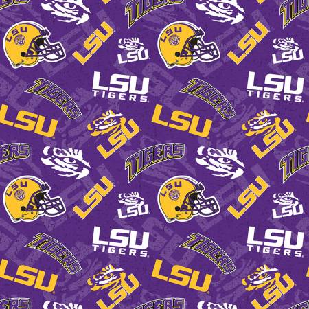 LSU Tigers Fabric,  Licensed NCAA Fabric, University of Louisiana, Cotton