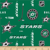 12" x 44" Dallas Stars Fabric, Licensed NHL Cotton Fabric, Hockey, NHL Sports