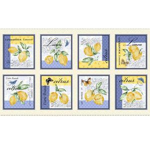 Limoncello Lemon Fabric, 24" Citrus Panel by Michael Miller, Citrus Fruit Fabric