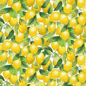 7" x 44" Lemons on Cream Fabric by Timeless Treasures, Splash of Lemon