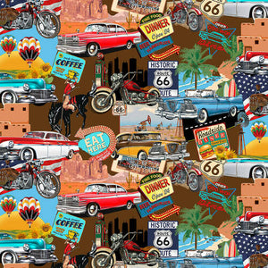 18" x 22" Life's a Kick Fabric by Blank Quilting Corp, Scenic Route 66 Fabric