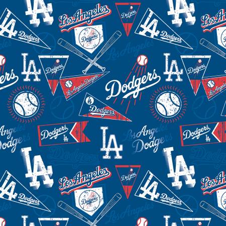 MLB Pink Los Angeles Dodgers Baseball Cotton Mini Fabric by The Yard