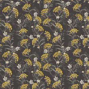 17" x 44" Marguerite, Button Flower Fabric by Windham, Charcoal