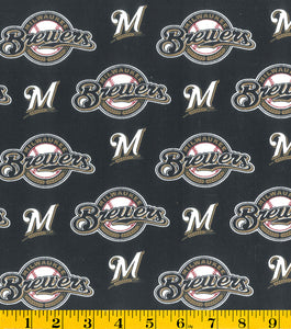 Milwaukee Brewers Fabric by the Yard, Half Yard, MLB Cotton Fabric