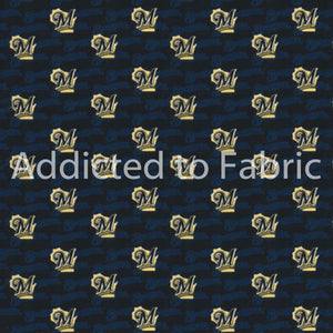 Milwaukee Brewers Fabric by the Yard, Half Yard, MLB Cotton Fabric, Mini Print