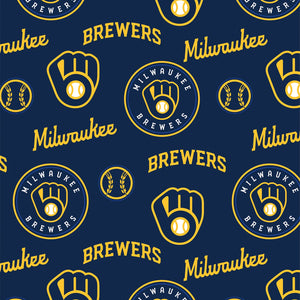 18" x 58" Milwaukee Brewers Fabric, MLB Cotton Fabric, Glove