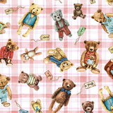 Bear in Mind Fabric by Michael Miller, Much Loved Bear, Teddy Bears on Pink