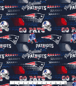 New England Patriots NFL Fabric by the Yard Retro Print Cotton