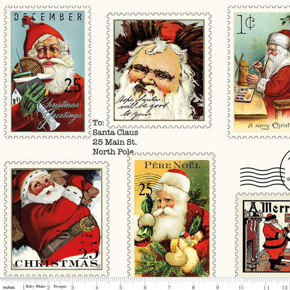 Nicholas Postage Stamps Christmas Fabric, by Riley Blake, J. Wecker Frisch
