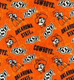 8" x 44" Oklahoma State Cowboys Fabric, OSU, Licensed Fabric