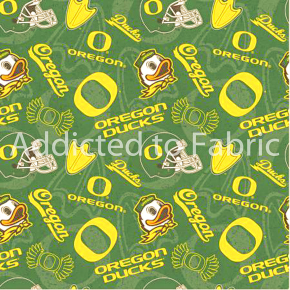 Oregon Ducks Fabric by the Yard or Half Yard, Tone on Tone, NCAA Licensed Fabric