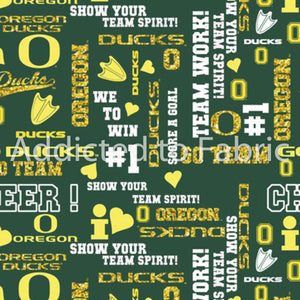 Oregon Ducks Fabric by the Yard or Half Yard, Soft Glitter, NCAA Licensed Fabric