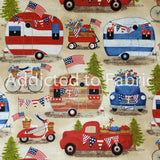9" x 44" Multi American Camping, American Spirit, Fabric by 3 Wishes, Patriotic Fabric