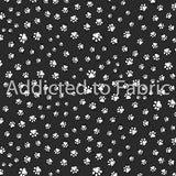 7" x 44" Dog Paw Prints on Black Fabric by Timeless Treasures, Quilting Fabric